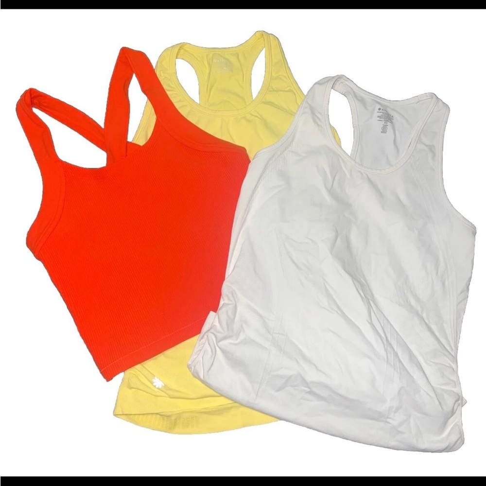 Athleta Vibrant Tank Tops - Orange, Yellow, White